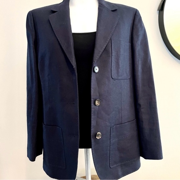 Lafayette 148 New York Linen Pickstitch Blazer - Picture 6 of 14